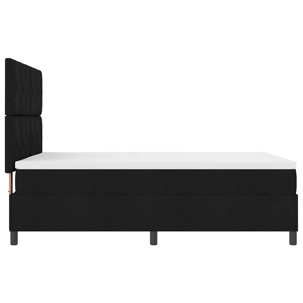 Box spring seng med LED-lysstrimler Sort 140 x 200 cm Stof