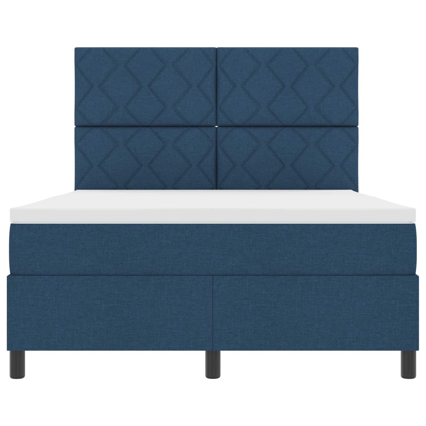 Box spring seng med LED-lysstrimler Blå 140 x 200 cm Stof