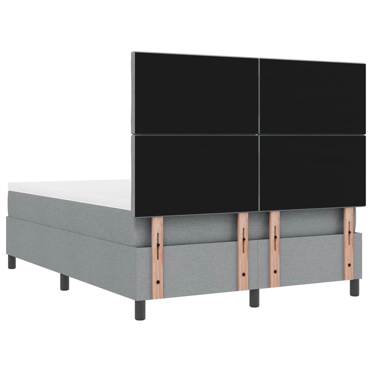 Box spring seng med madras med LED Lysegrå 160 x 200 cm Stof