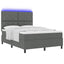 Box spring seng med LED-lysstrimler Mørkegrå 160 x 200 cm Stof