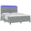 Box spring seng med LED-lysstrimler Lysegrå 180 x 200 cm Stof