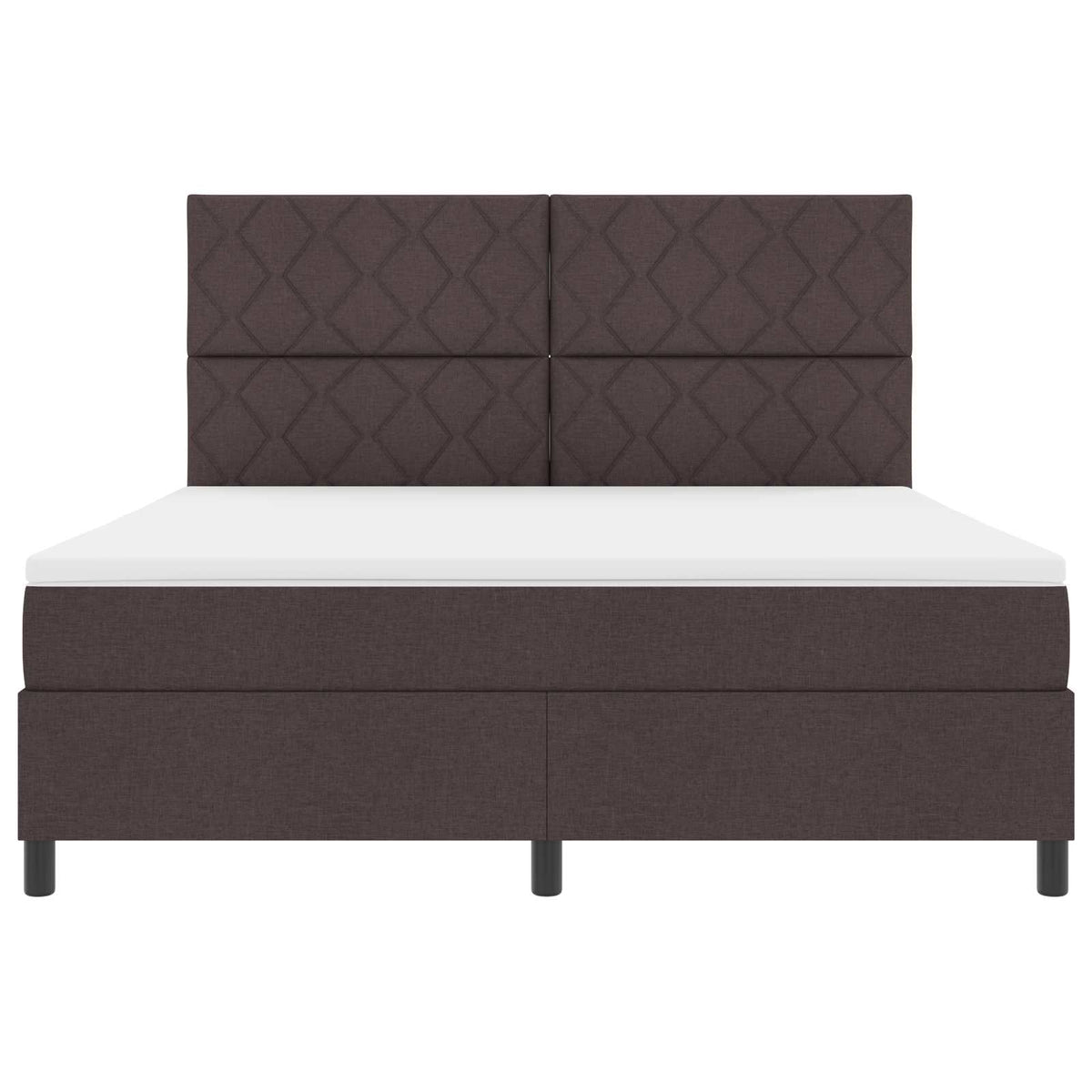 Box spring seng med LED-lysstrimler Mørkebrun 180 x 200 cm Stof