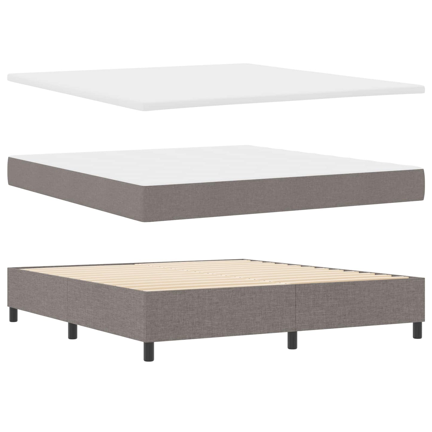 Box spring seng med LED-lysstrimler Gråbrun 180 x 200 cm Stof