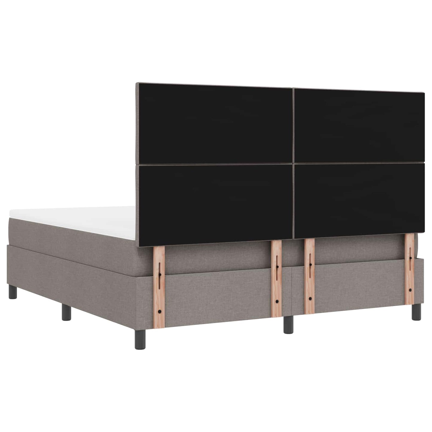 Box spring seng med LED-lysstrimler Gråbrun 180 x 200 cm Stof