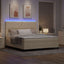 Box spring seng med LED-lysstrimler Creme 180 x 200 cm Stof