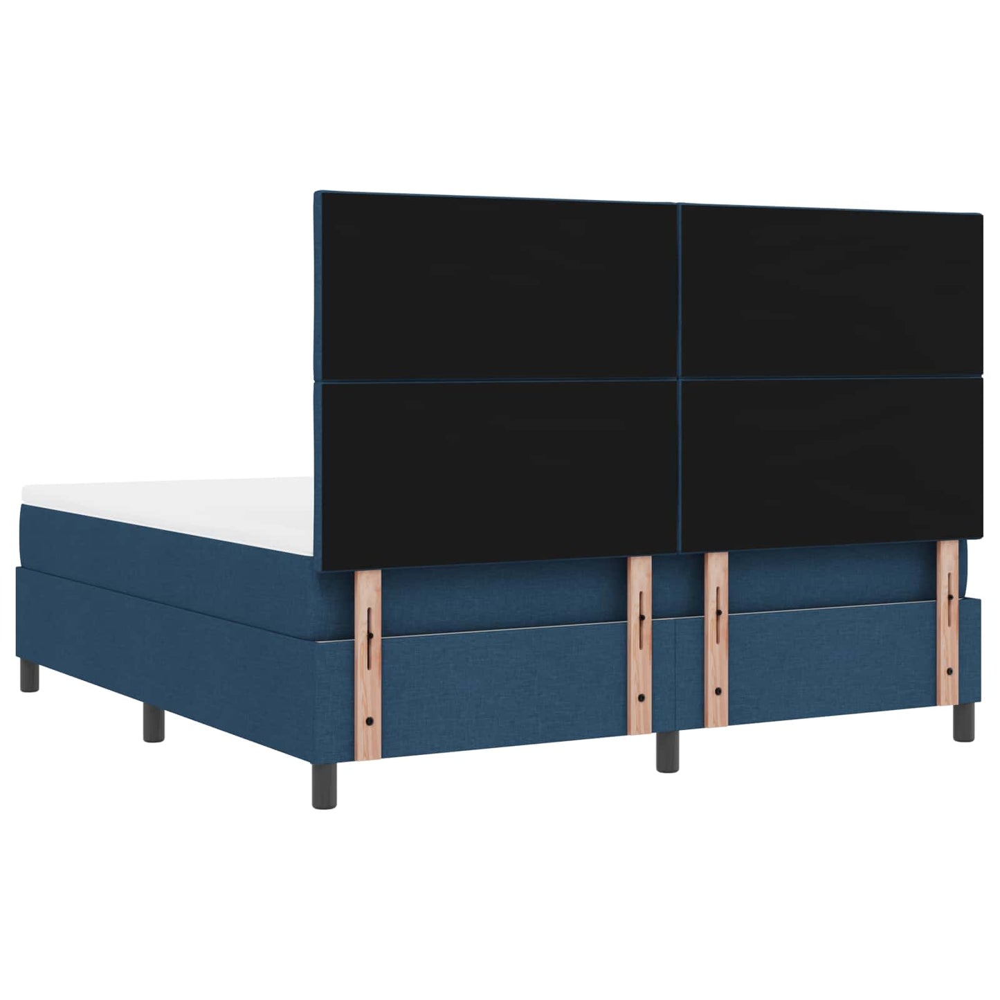 Box spring seng med LED-lysstrimler Blå 180 x 200 cm Stof