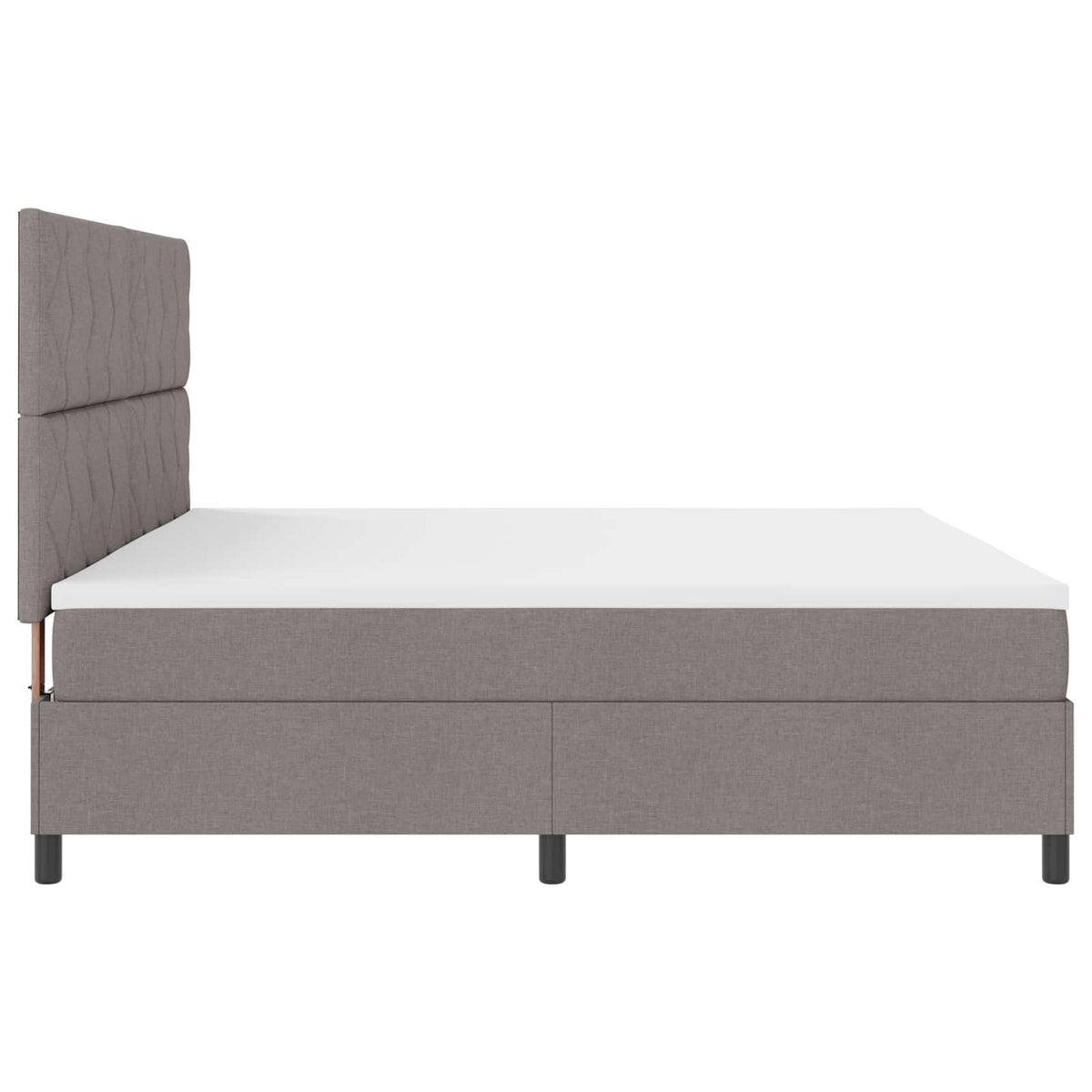 Box spring seng med LED-lysstrimler Gråbrun 200 x 200 cm Stof