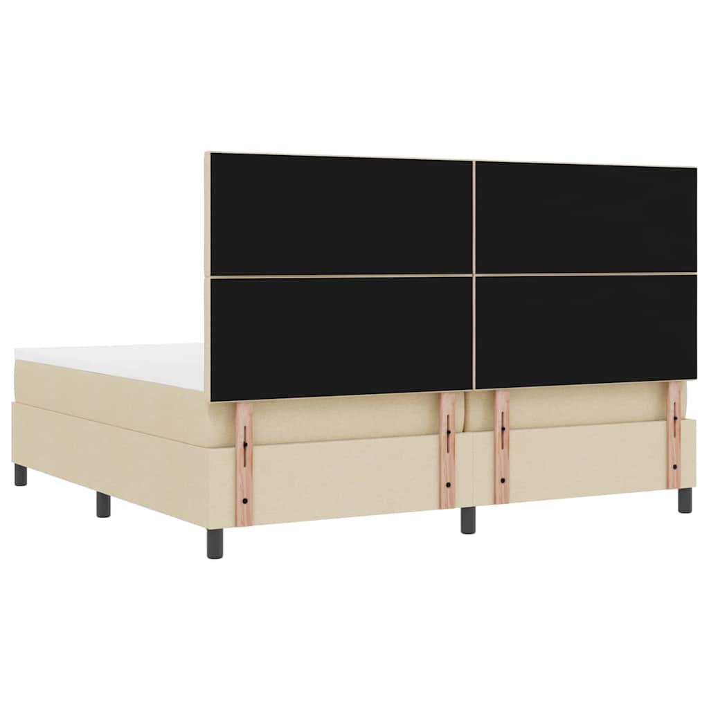 Box spring seng med LED-lysstrimler Creme 200 x 200 cm Stof