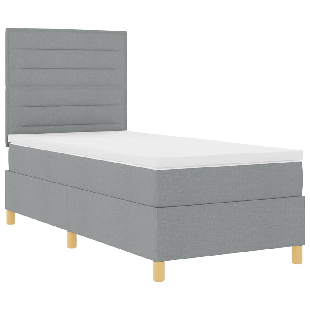 LED Box Spring Bed med hovedgærde Lysegrå 80 x 200 cm Stof
