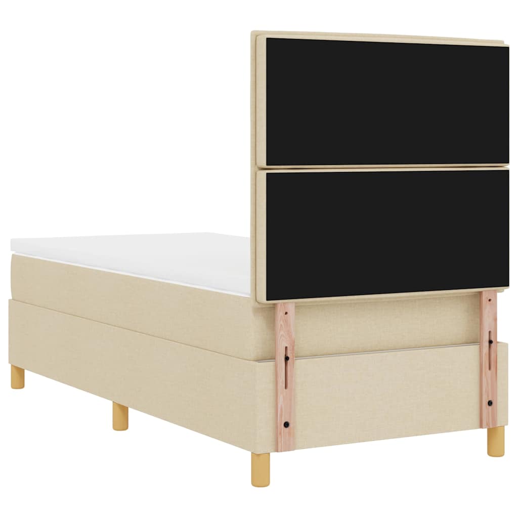 LED Box Spring Bed med hovedgærde Creme 80 x 200 cm Stof