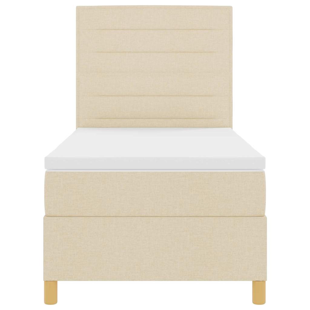 LED Box Spring Bed med hovedgærde Creme 80 x 200 cm Stof