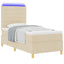 LED Box Spring Bed med hovedgærde Creme 80 x 200 cm Stof