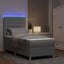 LED Box Spring Bed med hovedgærde Lysegrå 90 x 190 cm Stof