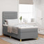 LED Box Spring Bed med hovedgærde Lysegrå 90 x 190 cm Stof