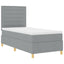 LED Box Spring Bed med hovedgærde Lysegrå 90 x 190 cm Stof