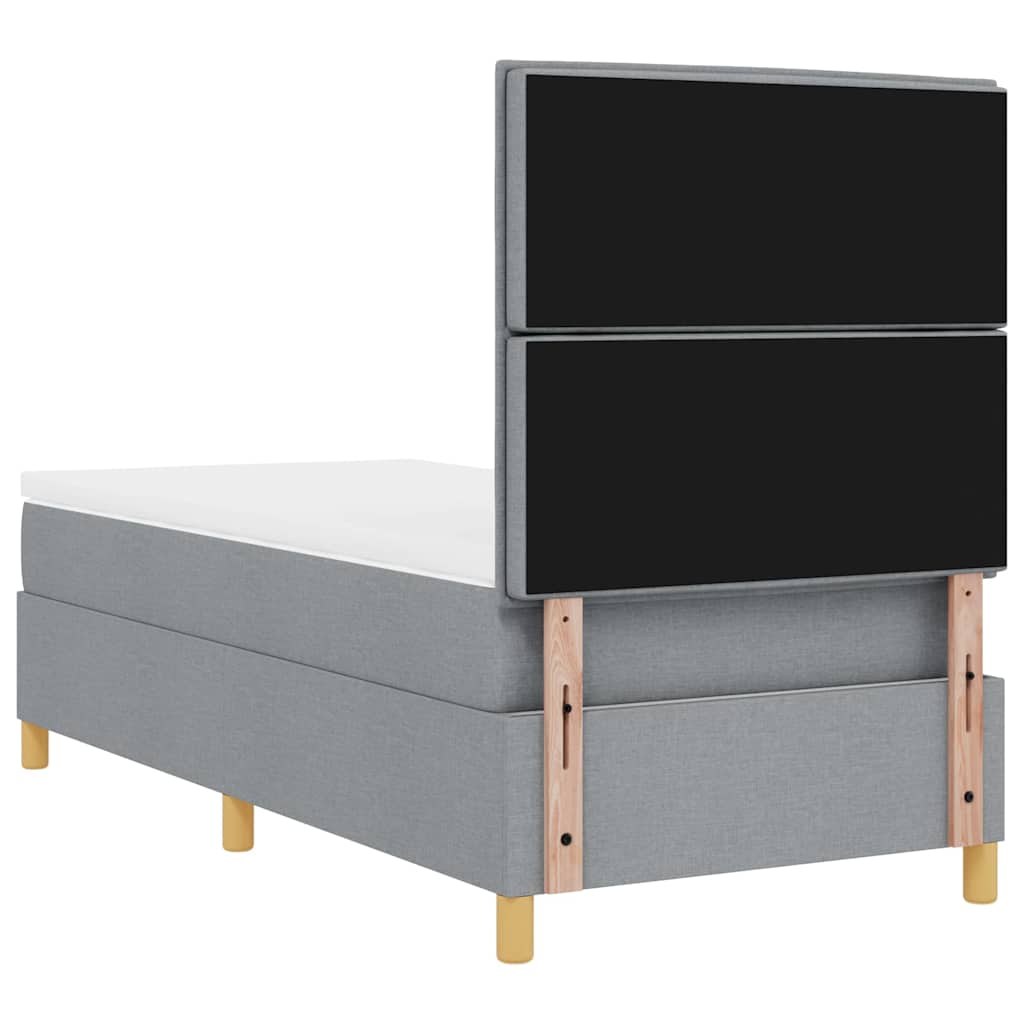 LED Box Spring Bed med hovedgærde Lysegrå 90 x 190 cm Stof