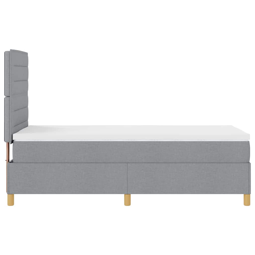 LED Box Spring Bed med hovedgærde Lysegrå 90 x 190 cm Stof