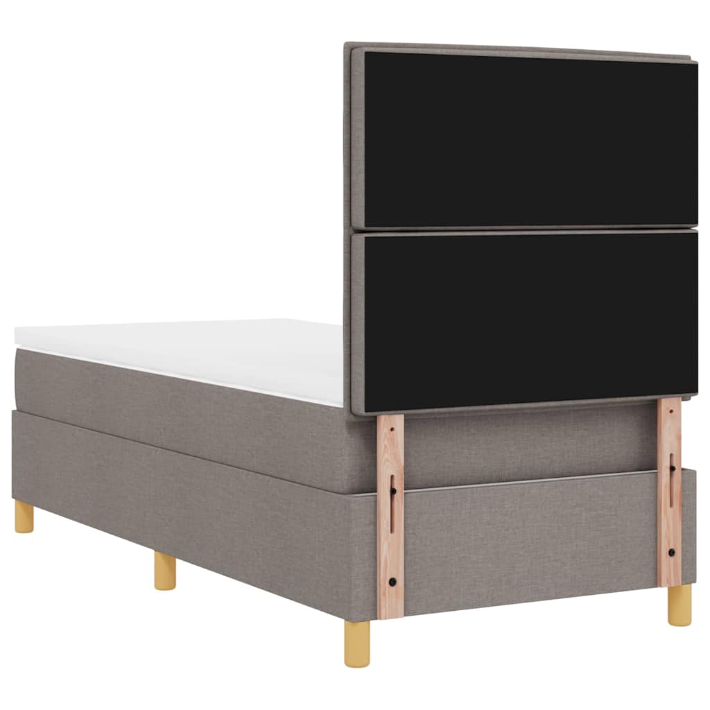 LED Box Spring Bed med hovedgærde Gråbrun 90 x 200 cm Stof