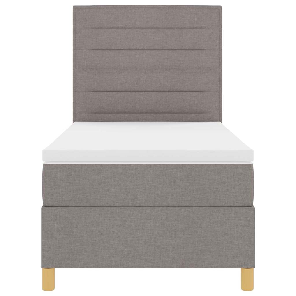LED Box Spring Bed med hovedgærde Gråbrun 90 x 200 cm Stof