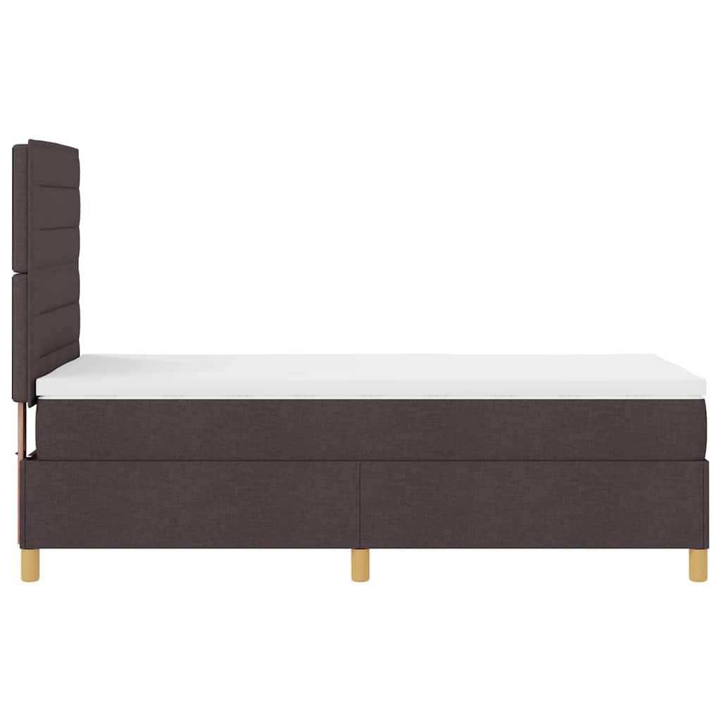 LED Box Spring Bed med hovedgærde Mørk Brun 100 x 200 cm Stof