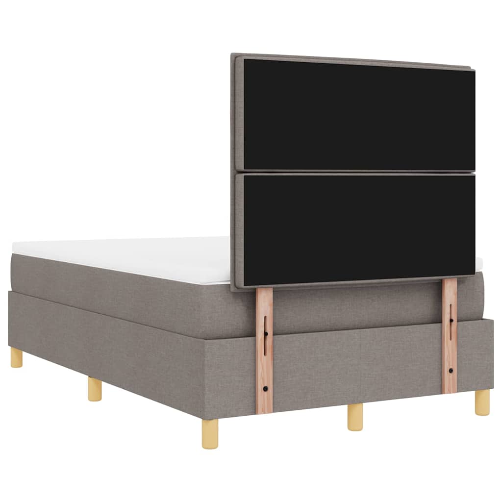 LED Box Spring Bed med hovedgærde Gråbrun 120 x 190 cm Stof
