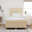 LED Box Spring Bed med hovedgærde Creme 120 x 190 cm Stof