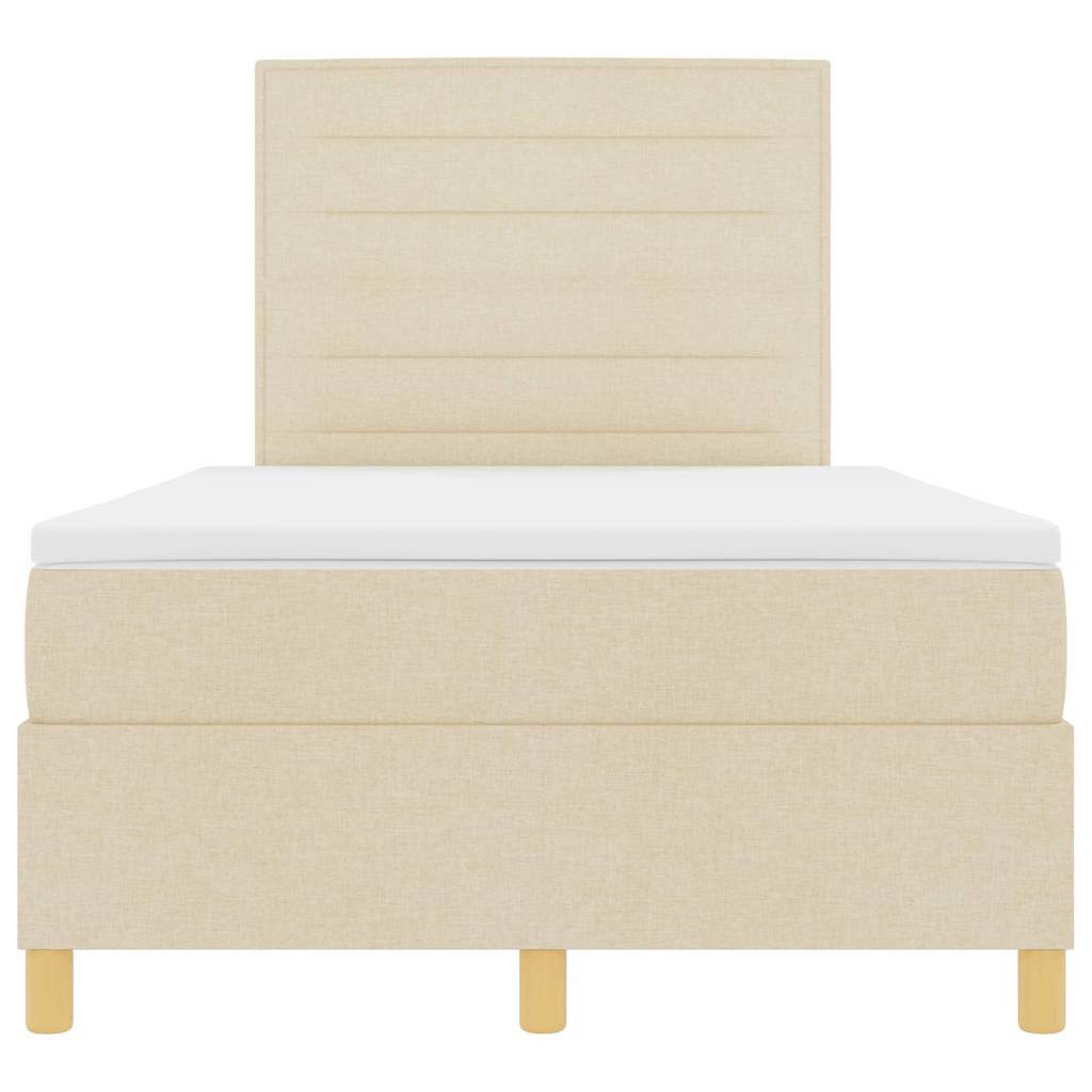 LED Box Spring Bed med hovedgærde Creme 120 x 200 cm Stof