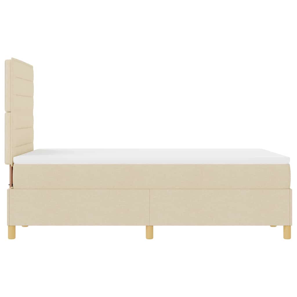 LED Box Spring Bed med hovedgærde Creme 120 x 200 cm Stof