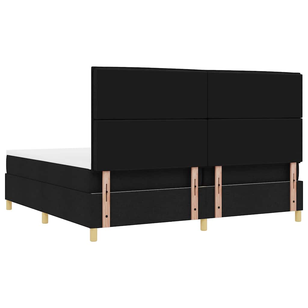 LED Box Spring Bed med hovedgærde Sort 200 x 200 cm Stof