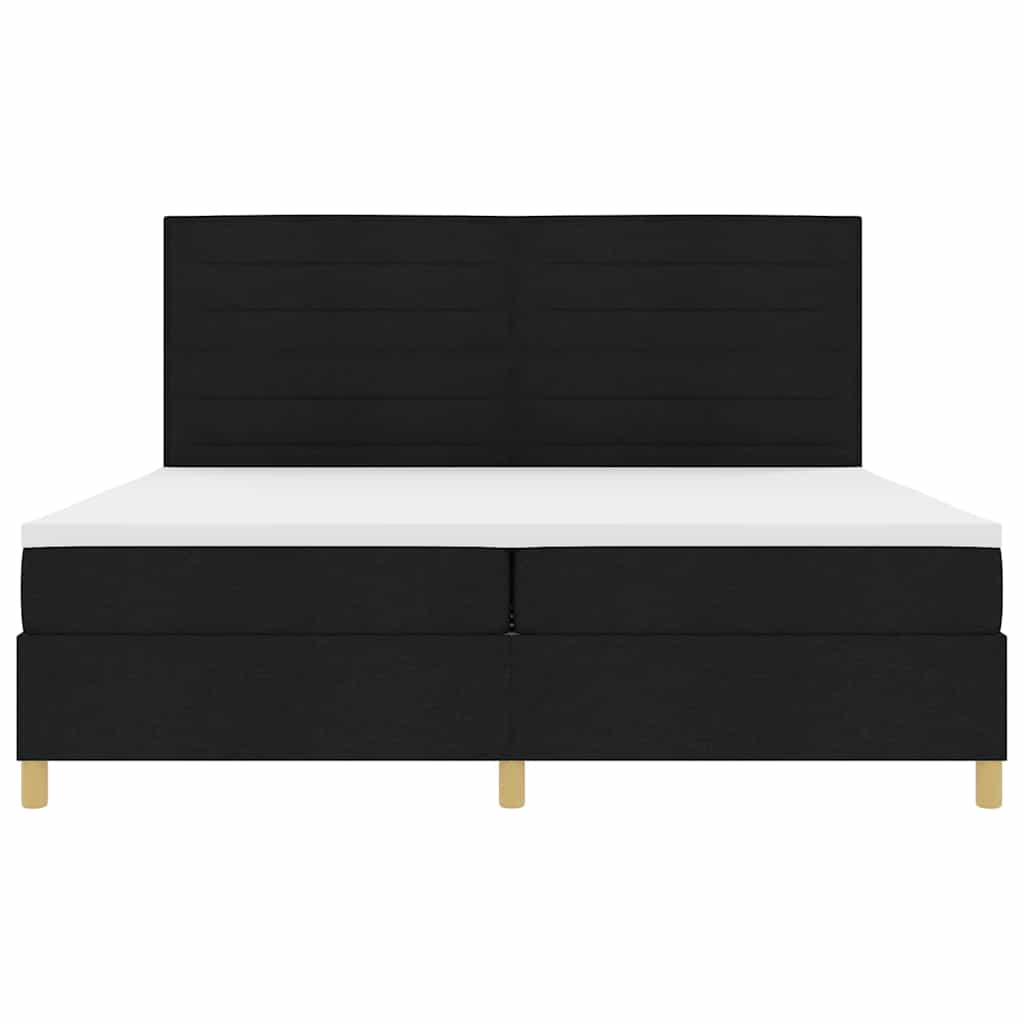LED Box Spring Bed med hovedgærde Sort 200 x 200 cm Stof