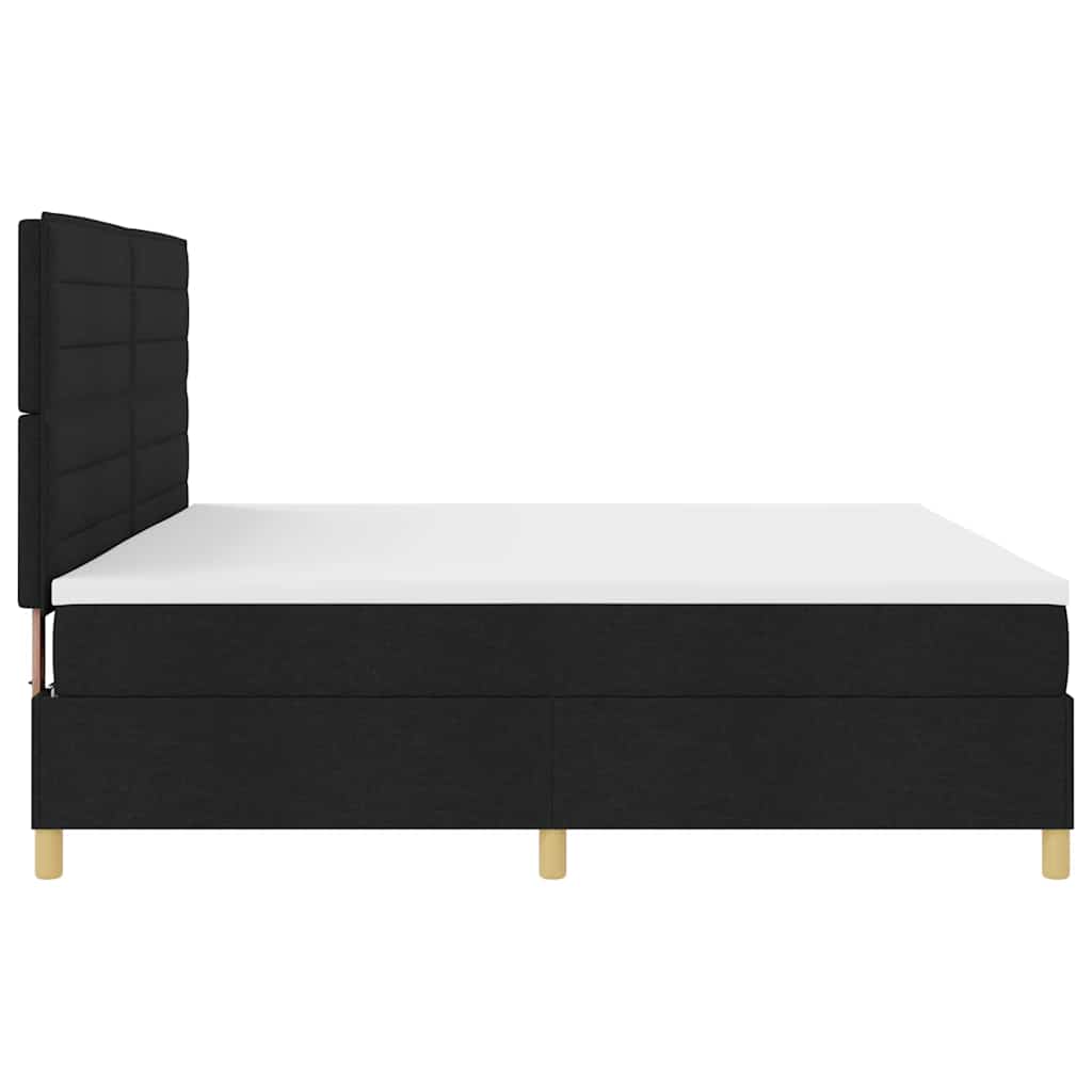 LED Box Spring Bed med hovedgærde Sort 200 x 200 cm Stof