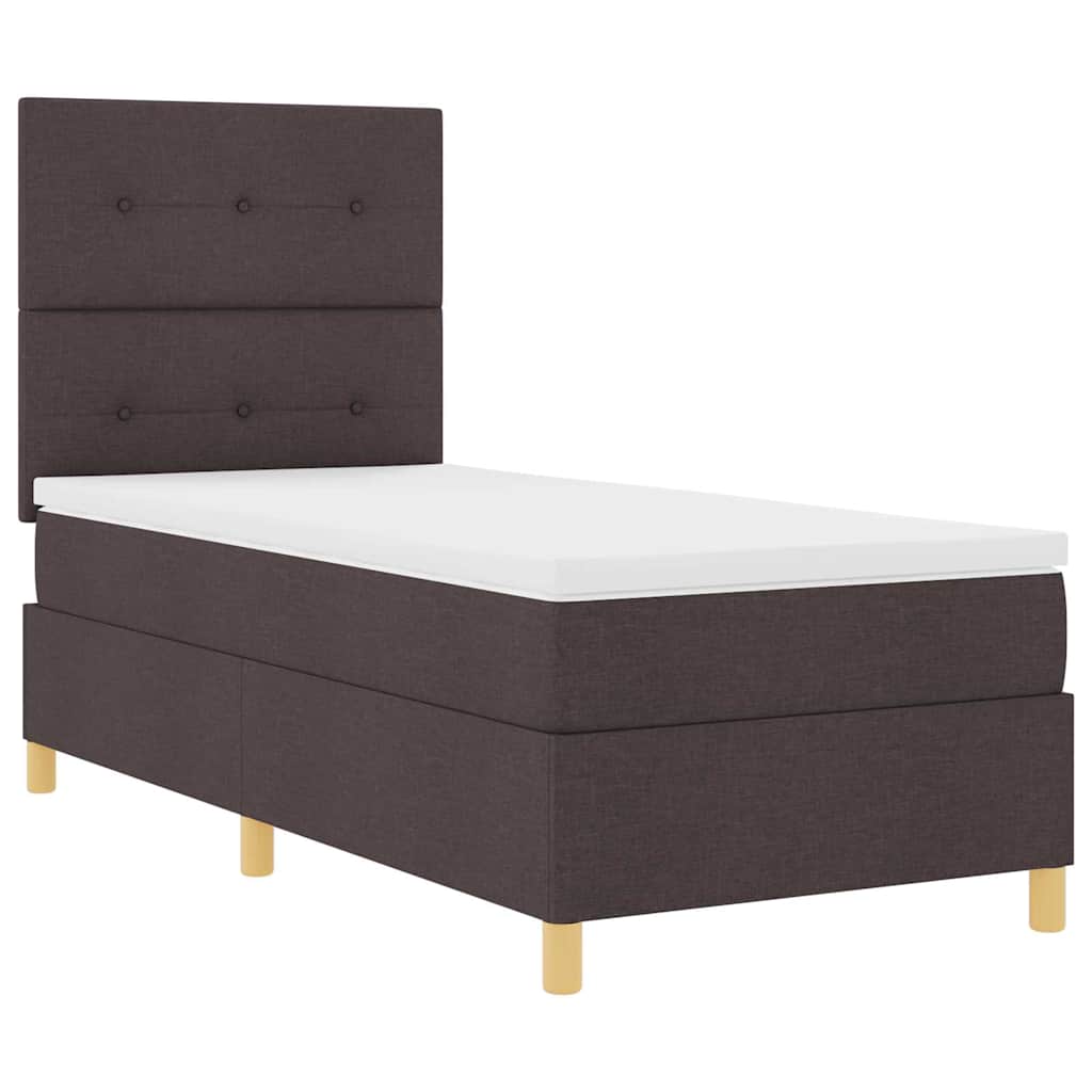 LED Box Spring Bed med hovedgærde Mørk Brun 90 x 200 cm Stof