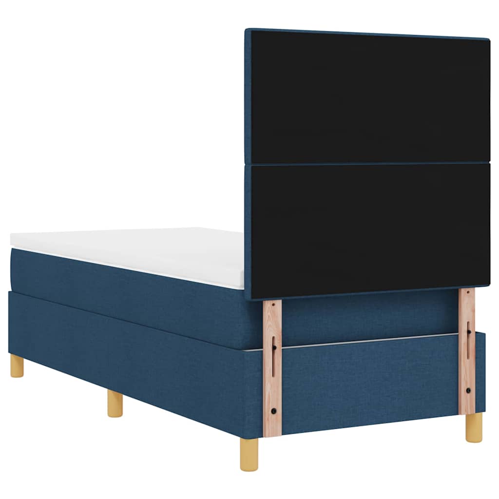 LED Box Spring Bed med hovedgærde Blå 90 x 200 cm Stof