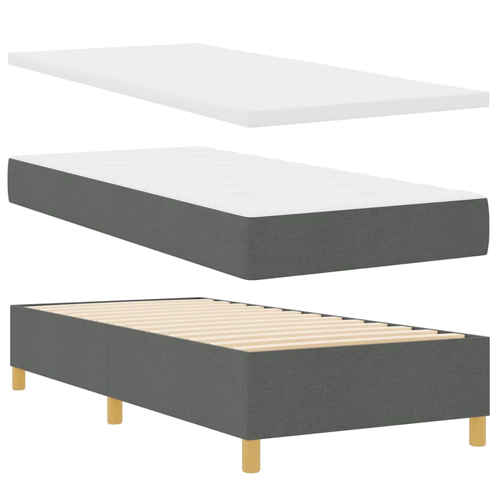 LED Box Spring Bed med hovedgærde Mørkegrå 100 x 200 cm Stof