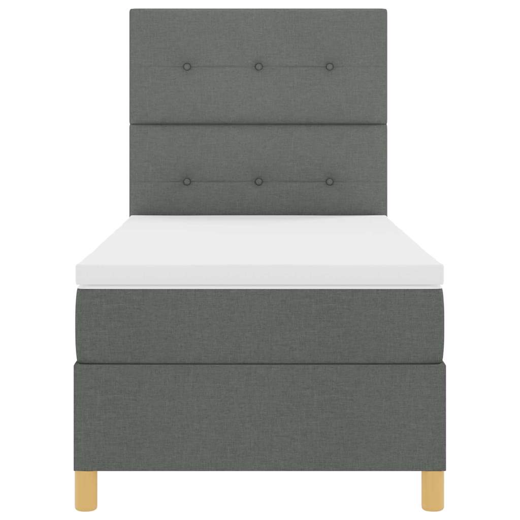LED Box Spring Bed med hovedgærde Mørkegrå 100 x 200 cm Stof