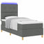 LED Box Spring Bed med hovedgærde Mørkegrå 100 x 200 cm Stof