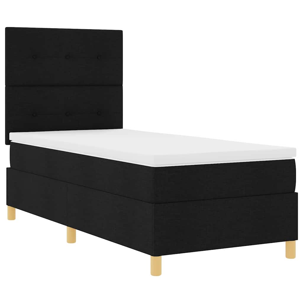 LED Box Spring Bed med hovedgærde Sort 100 x 200 cm Stof