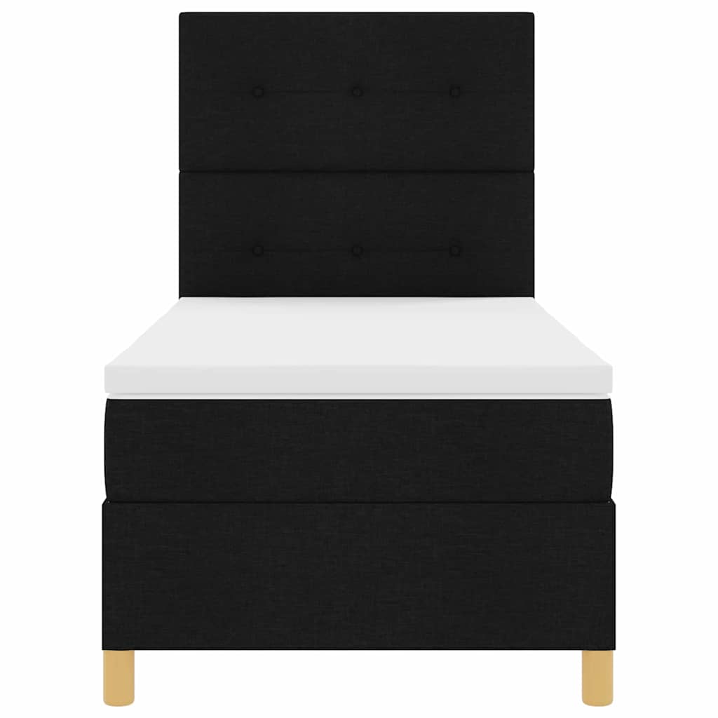 LED Box Spring Bed med hovedgærde Sort 100 x 200 cm Stof