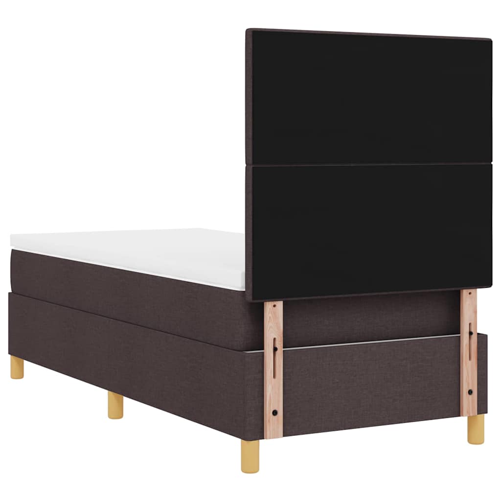 LED Box Spring Bed med hovedgærde Mørk Brun 100 x 200 cm Stof