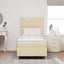 LED Box Spring Bed med hovedgærde Creme 100 x 200 cm Stof
