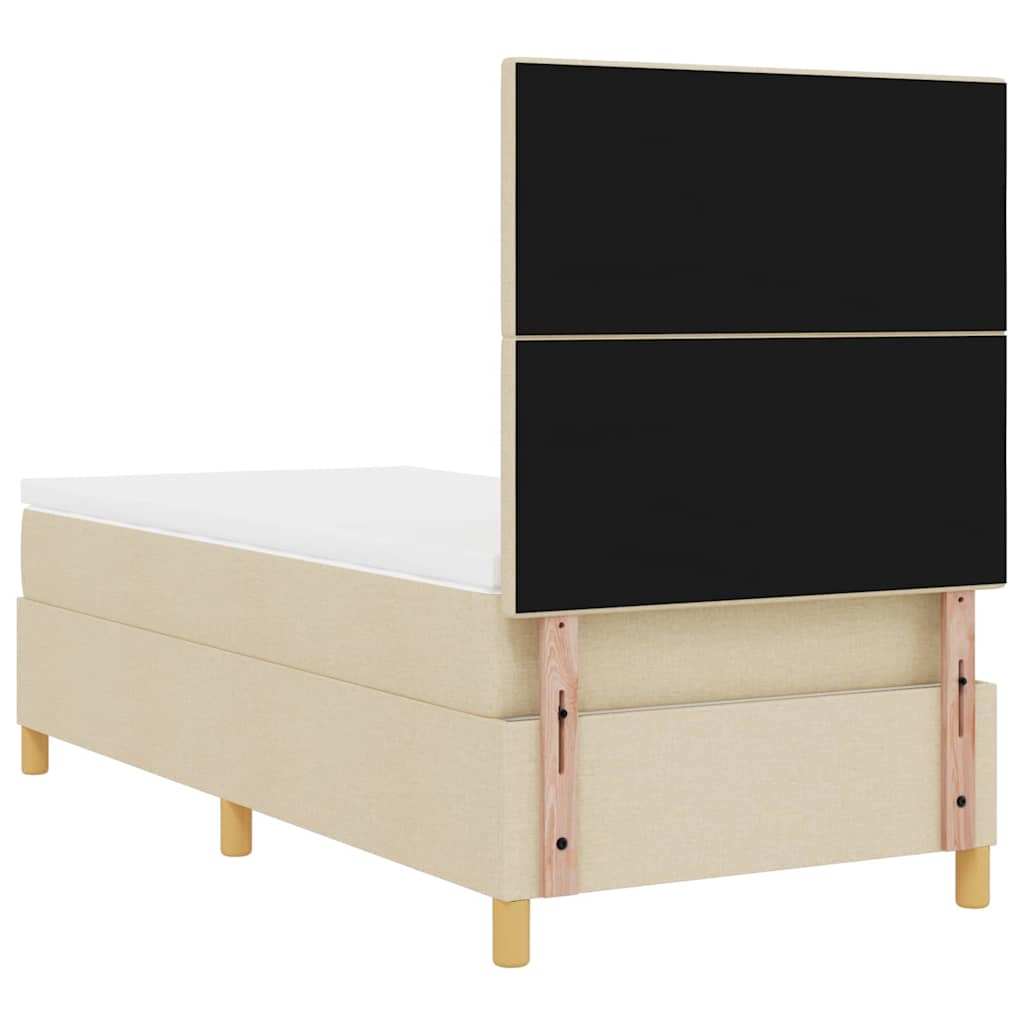 LED Box Spring Bed med hovedgærde Creme 100 x 200 cm Stof