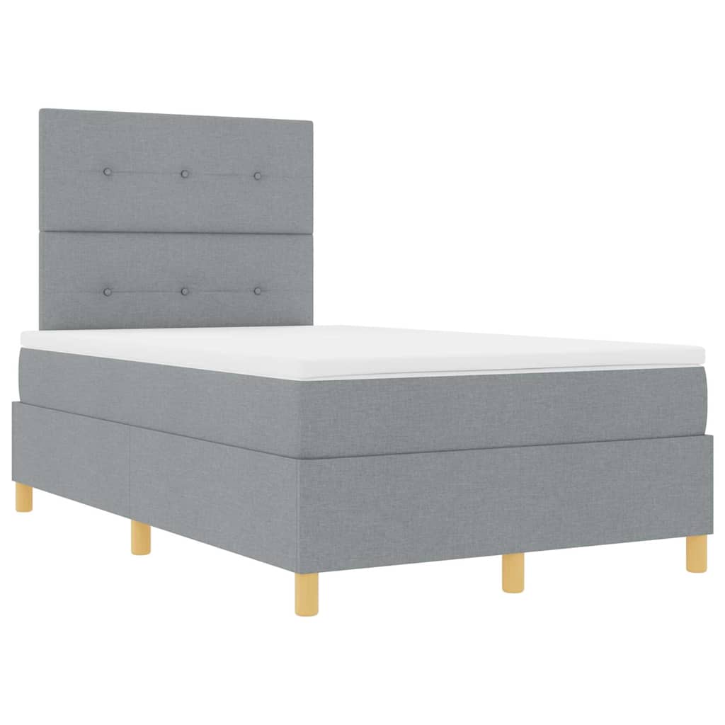 LED Box Spring Bed med hovedgærde Lysegrå 120 x 190 cm Stof
