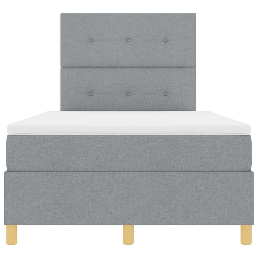 LED Box Spring Bed med hovedgærde Lysegrå 120 x 190 cm Stof