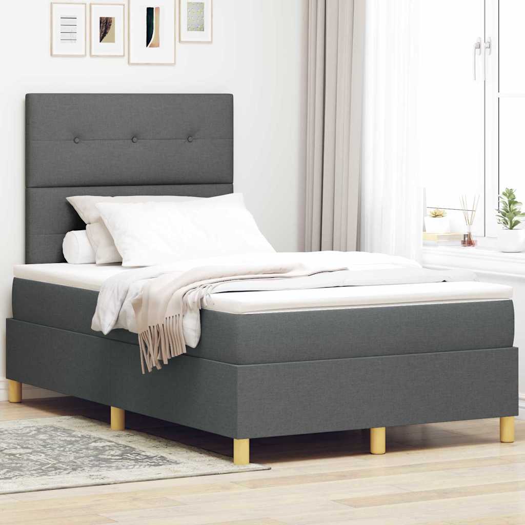LED Box Spring Bed med hovedgærde Mørkegrå 120 x 190 cm Stof