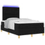 LED Box Spring Bed med hovedgærde Sort 120 x 190 cm Stof