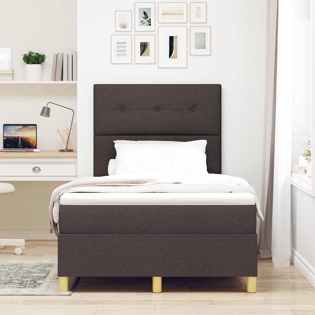 LED Box Spring Bed med hovedgærde Mørk Brun 120 x 190 cm Stof