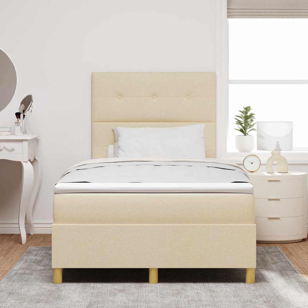 LED Box Spring Bed med hovedgærde Creme 120 x 190 cm Stof