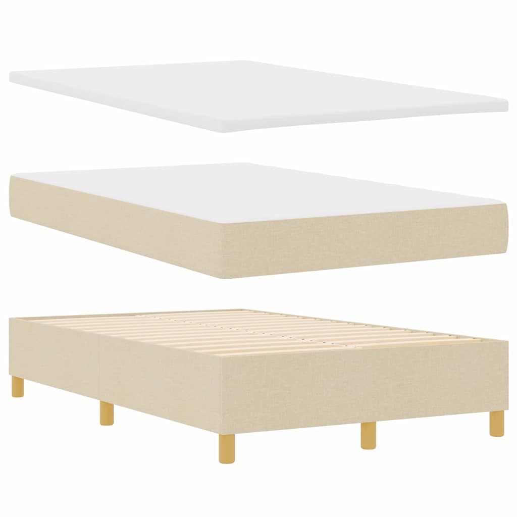 LED Box Spring Bed med hovedgærde Creme 120 x 190 cm Stof