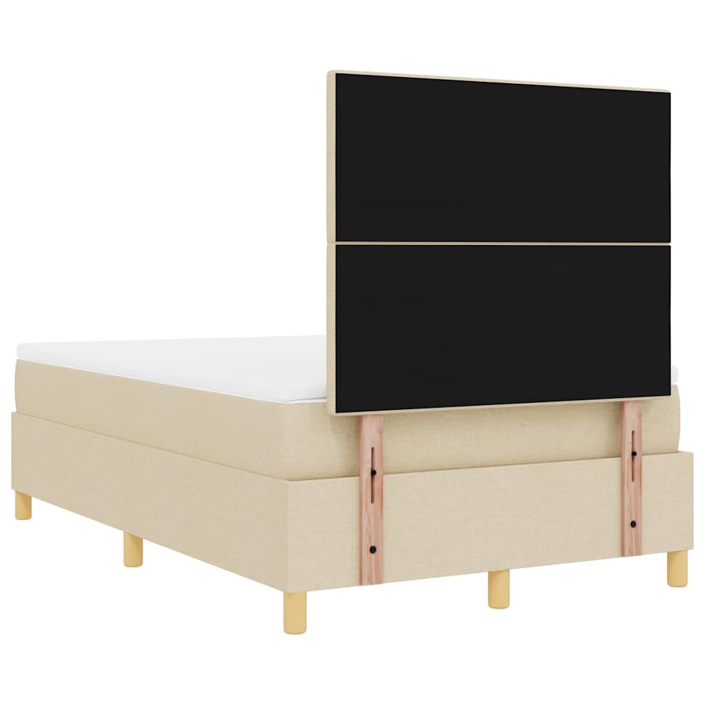 LED Box Spring Bed med hovedgærde Creme 120 x 190 cm Stof