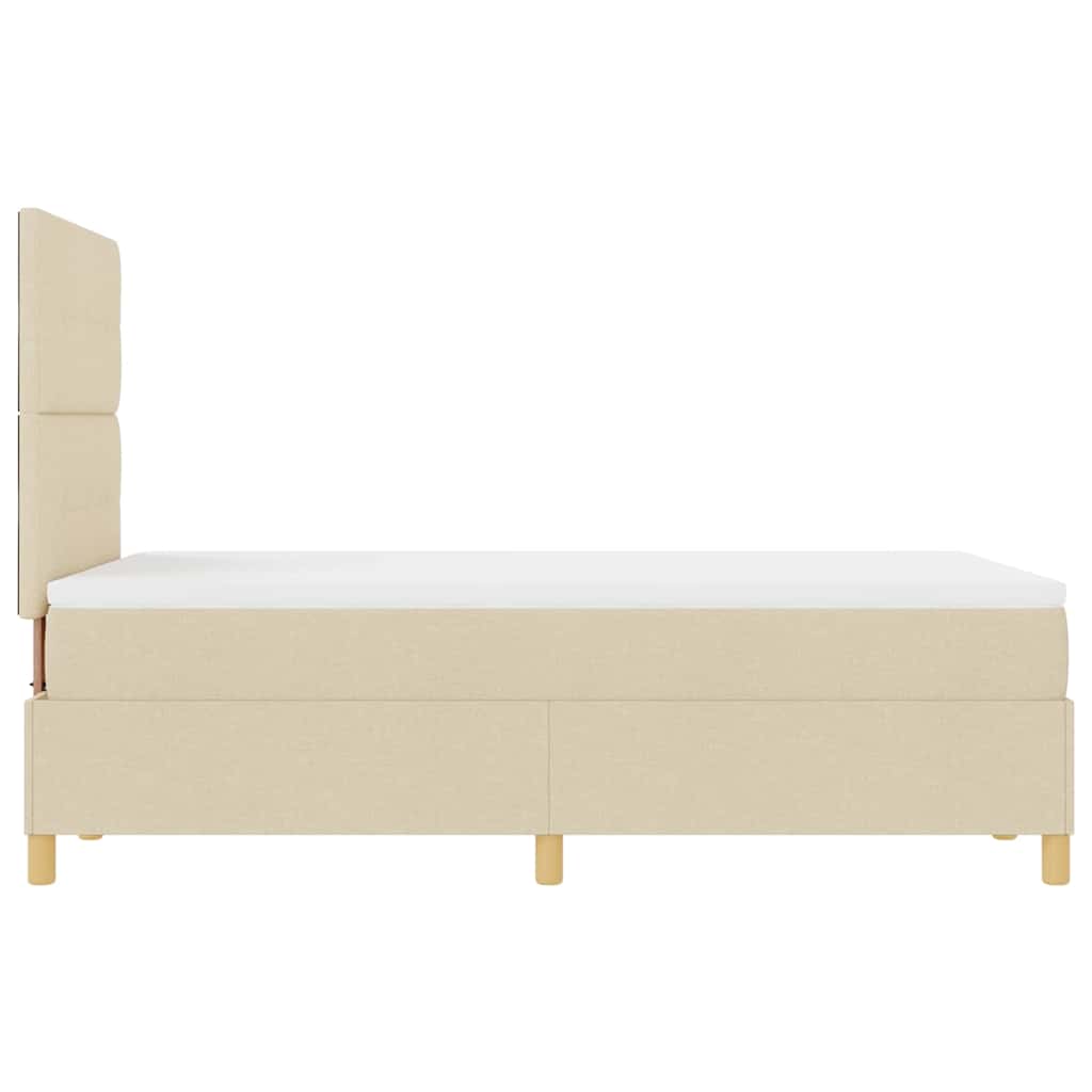 LED Box Spring Bed med hovedgærde Creme 120 x 190 cm Stof